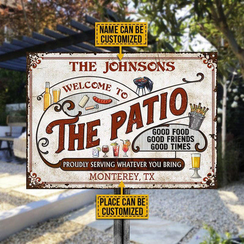 Personalized Patio Grilling Red Good Food Good Friends Custom Classic Metal Signs