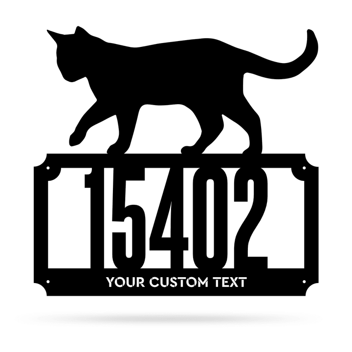 2 Line Cat Address Monogram, Cat House Number Signs, Address Plaque, Metal Address Signs, Custom Address Signs, Outdoor House Number Signs