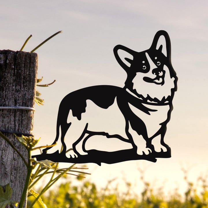 Corgi Puppy Love Metal Art, Garden Signs