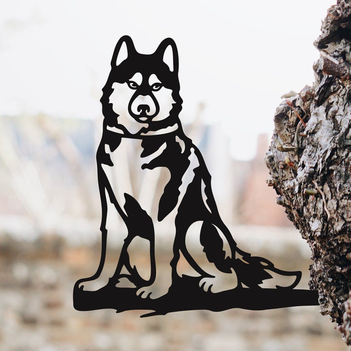 Husky Puppy Love Metal Art, Garden Signs