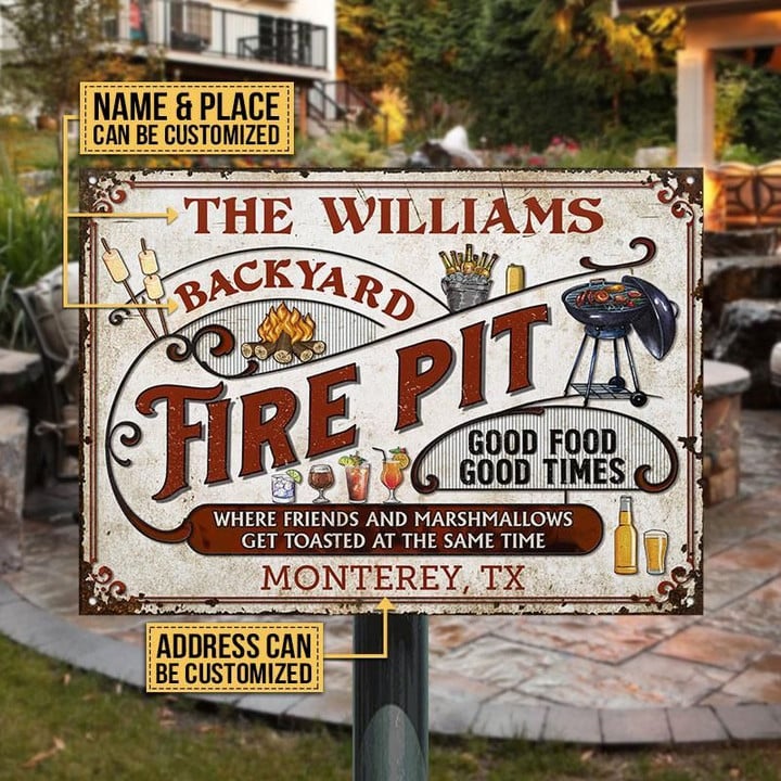 Personalized Fire Pit Get Toasted Custom Classic Metal Signs