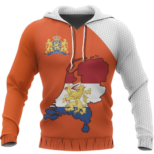 The Netherlands Map Orange Unique Zip Hoodie Crewneck Sweatshirt T-Shirt 3D All Over Print For Men And Women