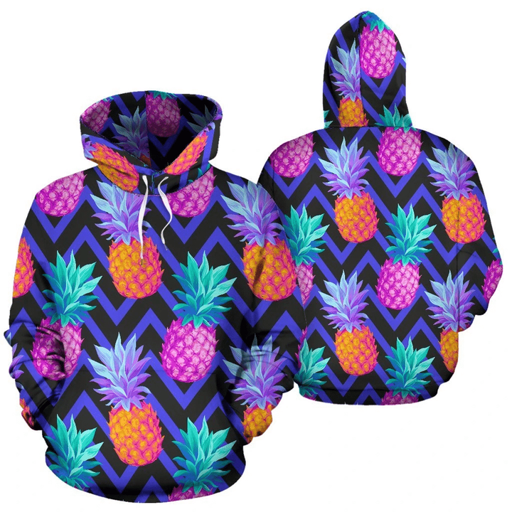 Pineapple Color Art Pattern Zip Hoodie Crewneck Sweatshirt T-Shirt 3D All Over Print For Men And Women