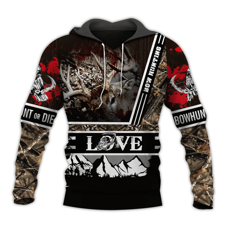 Bow Hunting Zip Hoodie Crewneck Sweatshirt T-Shirt 3D All Over Print For Men And Women