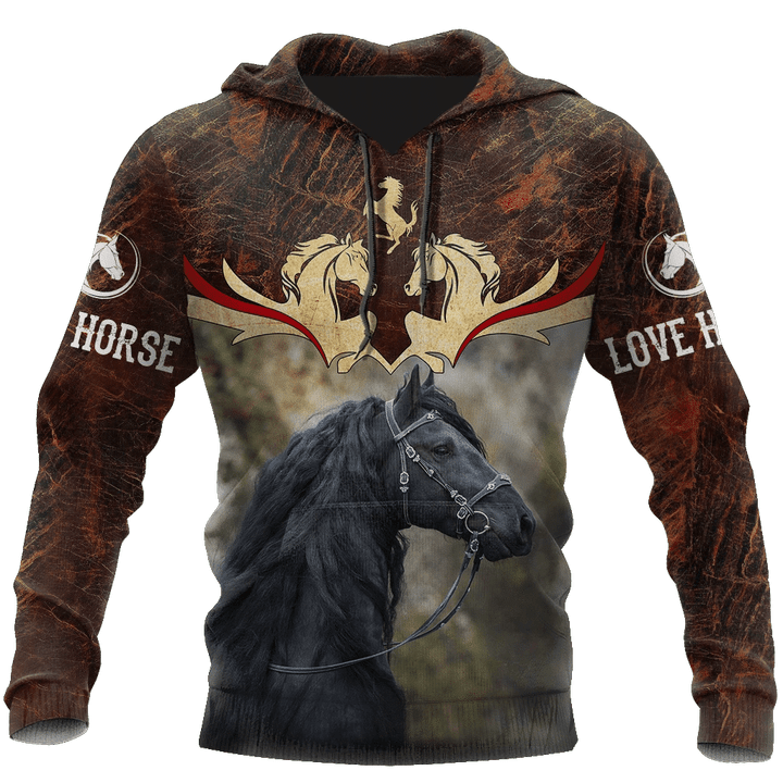 Love Horse Zip Hoodie Crewneck Sweatshirt T-Shirt 3D All Over Print For Men And Women