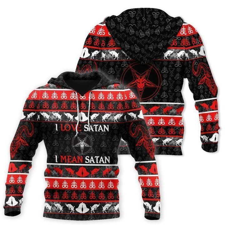 Satanic Tribal Red Ugly Christmas Zip Hoodie Crewneck Sweatshirt T-Shirt 3D All Over Print For Men And Women