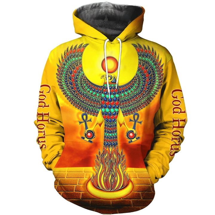 Egyptian Falcon Zip Hoodie Crewneck Sweatshirt T-Shirt 3D All Over Print For Men And Women