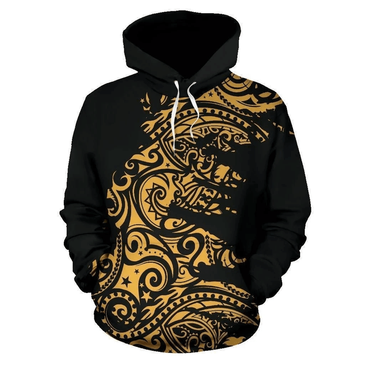 Polynesian Yellow Zip Hoodie Crewneck Sweatshirt T-Shirt 3D All Over Print For Men And Women