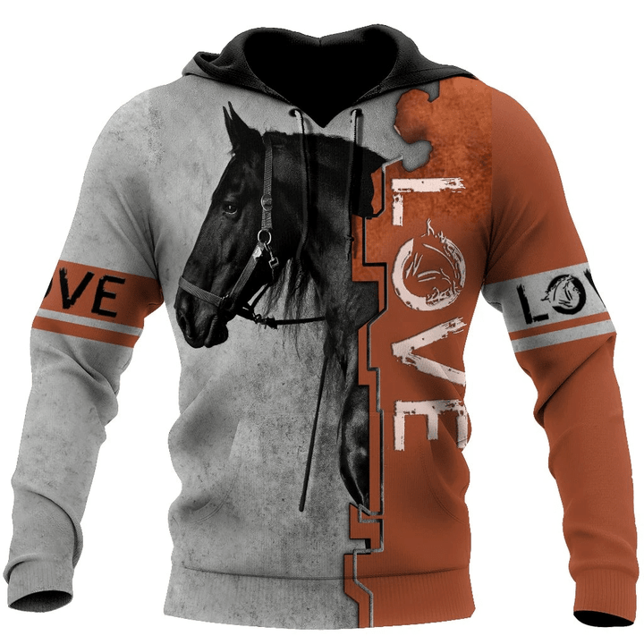 Love Horses Zip Hoodie Crewneck Sweatshirt T-Shirt 3D All Over Print For Men And Women