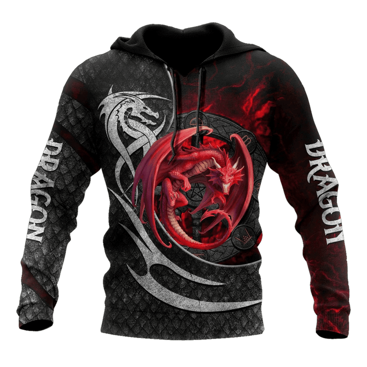 Red Dragon Zip Hoodie Crewneck Sweatshirt T-Shirt 3D All Over Print For Men And Women