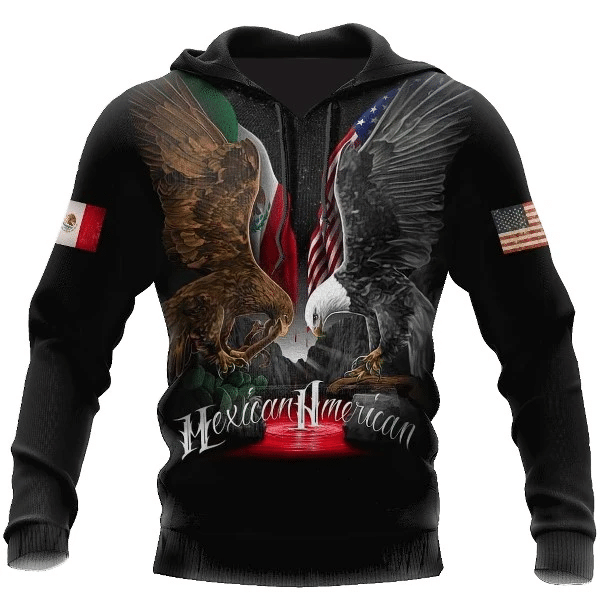 Mexican American Zip Hoodie Crewneck Sweatshirt T-Shirt 3D All Over Print For Men And Women