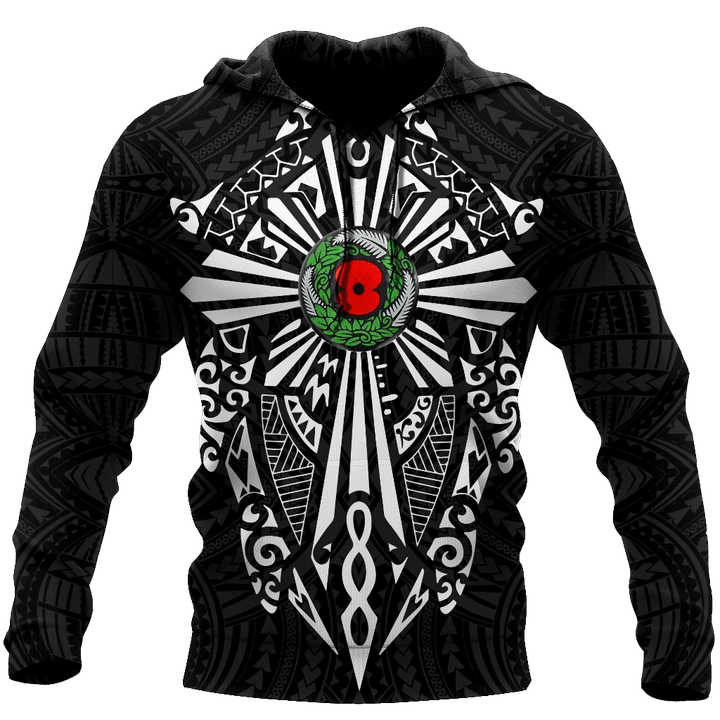 Maori Cross Tattoo Zip Hoodie Crewneck Sweatshirt T-Shirt 3D All Over Print For Men And Women