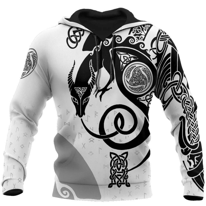 Viking Dragon Zip Hoodie Crewneck Sweatshirt T-Shirt 3D All Over Print For Men And Women
