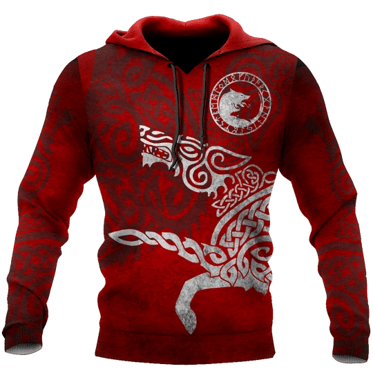 Tattoo Wolf Red Zip Hoodie Crewneck Sweatshirt T-Shirt 3D All Over Print For Men And Women