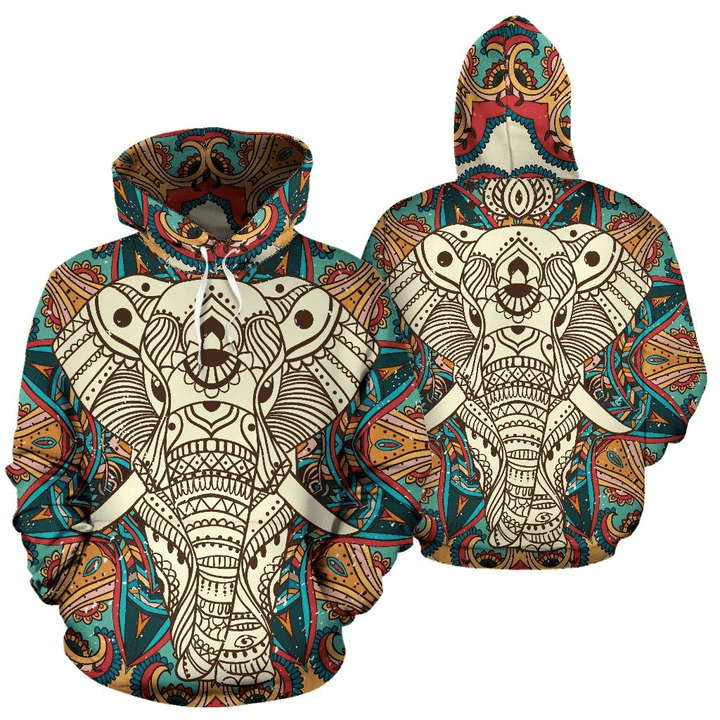Elephant Zip Hoodie Crewneck Sweatshirt T-Shirt 3D All Over Print For Men And Women