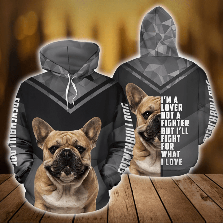 French Bulldog Zip Hoodie Crewneck Sweatshirt T-Shirt 3D All Over Print For Men And Women