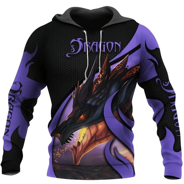 Dungeon Dragon Purple Zip Hoodie Crewneck Sweatshirt T-Shirt 3D All Over Print For Men And Women