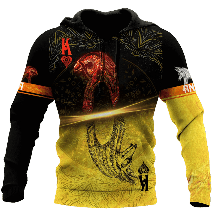 Ace Poker Ancient Egypt Black And Yellow Zip Hoodie Crewneck Sweatshirt T-Shirt 3D All Over Print For Men And Women