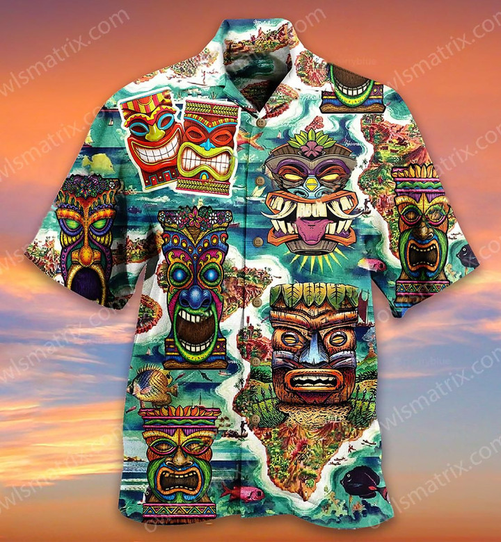 Tiki Keep Saying Aloha Tiki Aloha Hawaiian Shirt Colorful Short Sleeve Summer Beach Casual Shirt For Men And Women