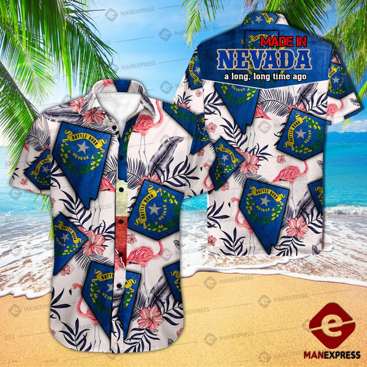 Nevada Made In Long Time Aloha Hawaiian Shirt Colorful Short Sleeve Summer Beach Casual Shirt For Men And Women