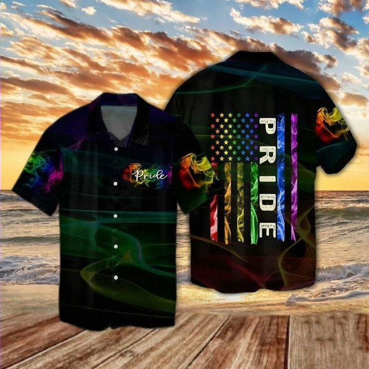 Pride Flag Aloha Hawaiian Shirt Colorful Short Sleeve Summer Beach Casual Shirt For Men And Women