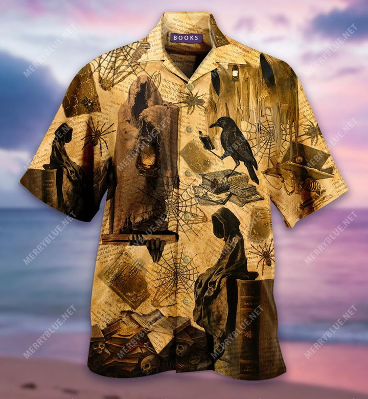 Book Is A Uniquelly Portable Halloween Aloha Hawaiian Shirt Colorful Short Sleeve Summer Beach Casual Shirt For Men And Women