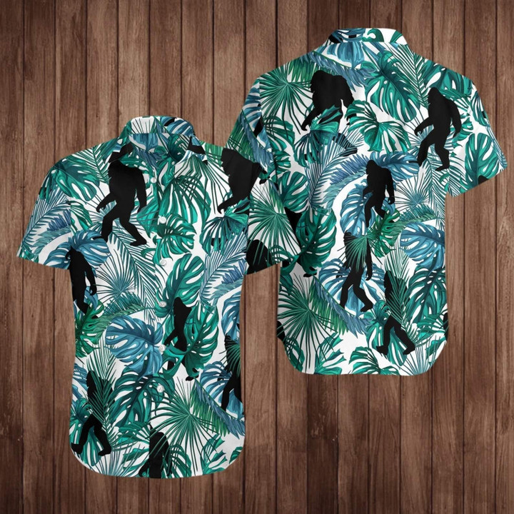 Big Foot And Palm Trees Aloha Hawaiian Shirt Colorful Short Sleeve Summer Beach Casual Shirt For Men And Women
