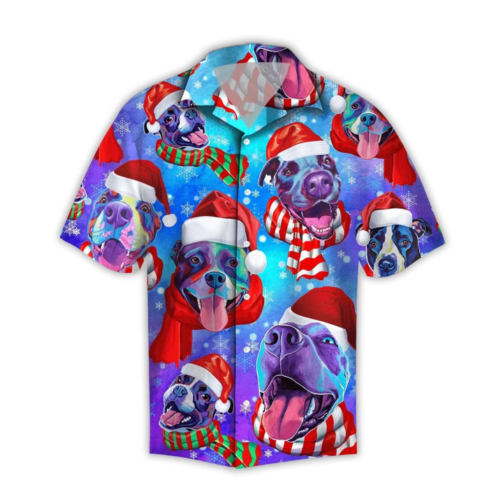 Pit Bull Xmas Aloha Hawaiian Shirt Colorful Short Sleeve Summer Beach Casual Shirt For Men And Women