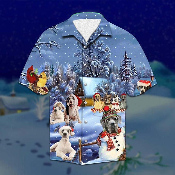 Great Dane Christmas Aloha Hawaiian Shirt Colorful Short Sleeve Summer Beach Casual Shirt For Men And Women
