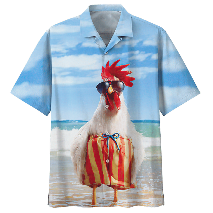 Beach Chicken Aloha Hawaiian Shirt Colorful Short Sleeve Summer Beach Casual Shirt For Men And Women