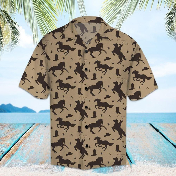 Cowboy Aloha Hawaiian Shirt Colorful Short Sleeve Summer Beach Casual Shirt For Men And Women