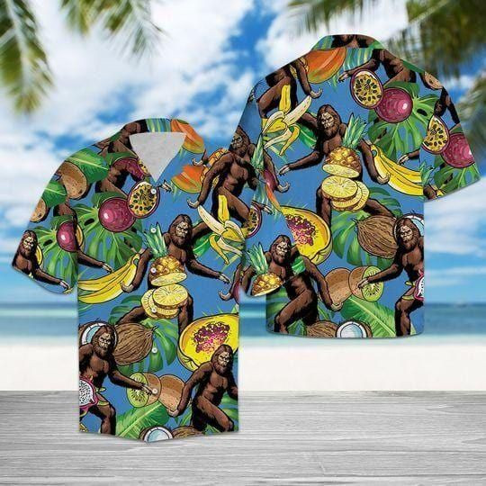 Bigfoot Love Tropical Fruit Aloha Hawaiian Shirt Colorful Short Sleeve Summer Beach Casual Shirt For Men And Women
