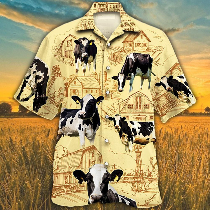 Holstein Friesian Cattle Lovers Farm Aloha Hawaiian Shirt Colorful Short Sleeve Summer Beach Casual Shirt For Men And Women