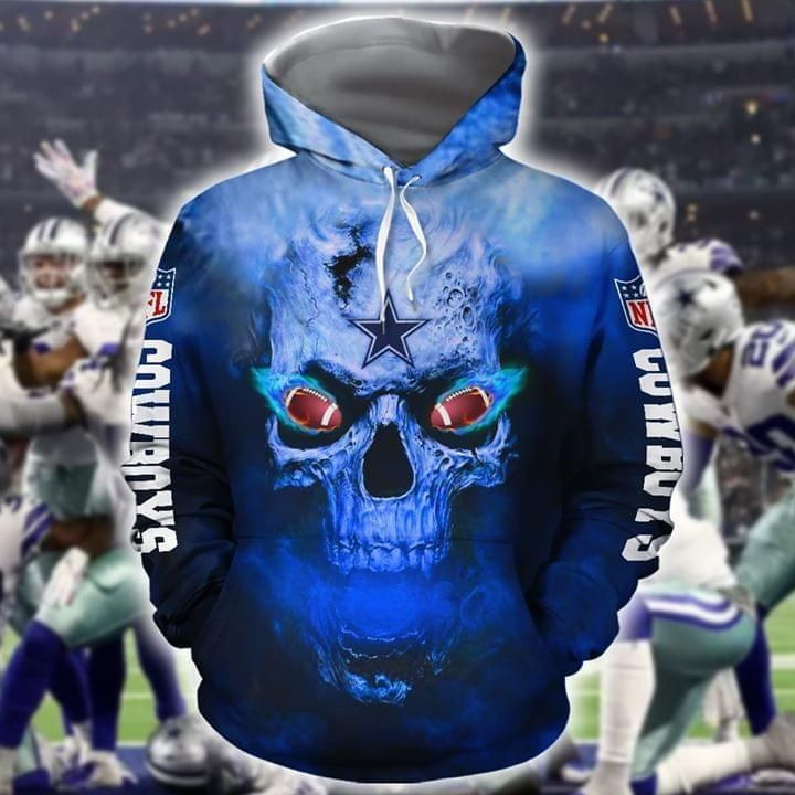 Skull On Fire Dallas Cowboys Nfl 3D All Over Print Hoodie, Zip-up Hoodie