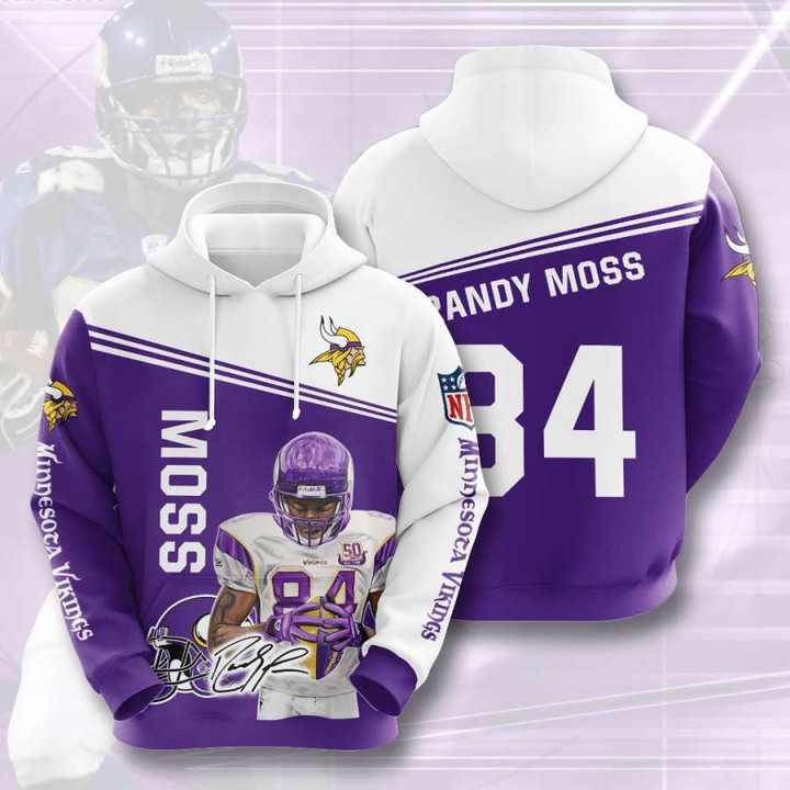 Minnesota Vikings Randy Moss 3D All Over Print Hoodie, Zip-up Hoodie