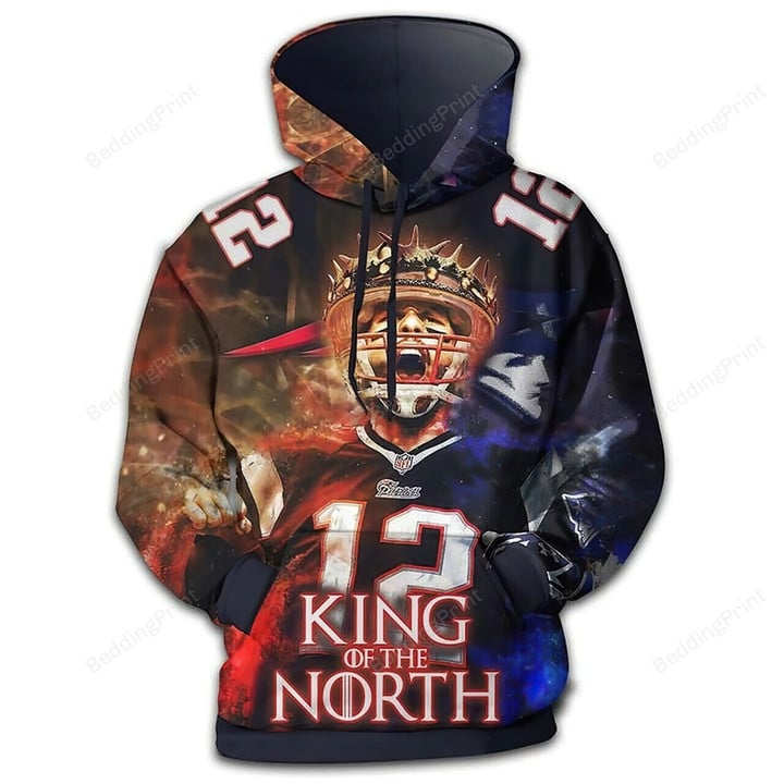 New England Patriots King Of The North And Tom Brady 3D All Over Print Hoodie, Zip-up Hoodie