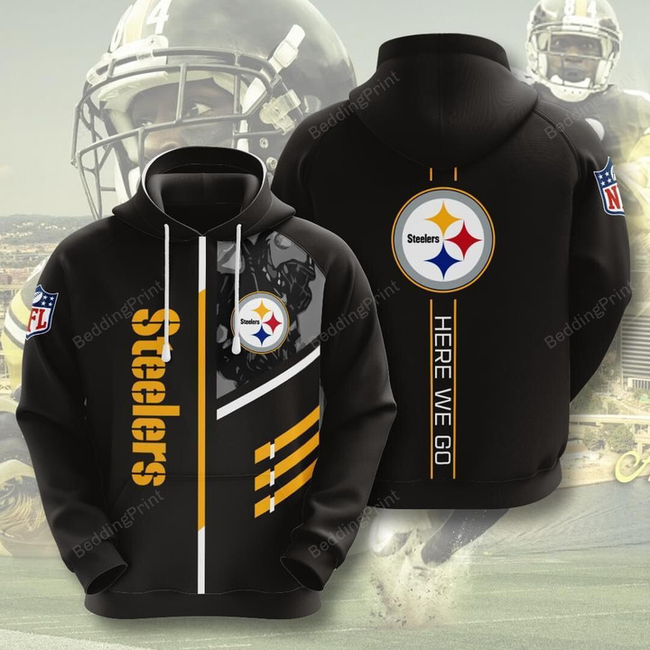 Pittsburgh Steelers Here We Go Fan 3D All Over Printed Hoodie, Zip- Up Hoodie