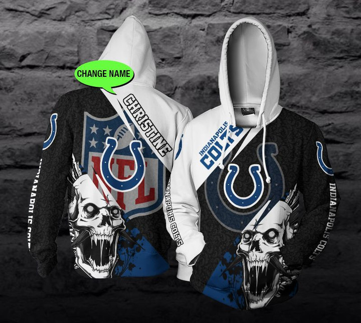 Personalized Indianapolis Colts Nfl Skull Custom 3D All Over Print Hoodie