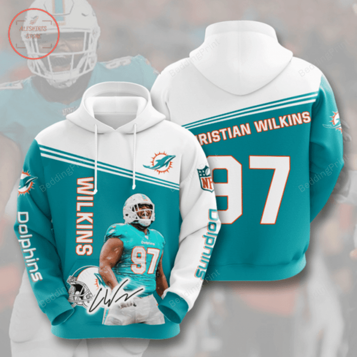 Personalized Custom Number Miami Dolphins Christian Wilkins 3D All Over Print Hoodie, Zip-up Hoodie
