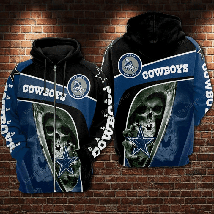 Dallas Cowboys Skull 3D All Over Print Hoodie, Zip-up Hoodie