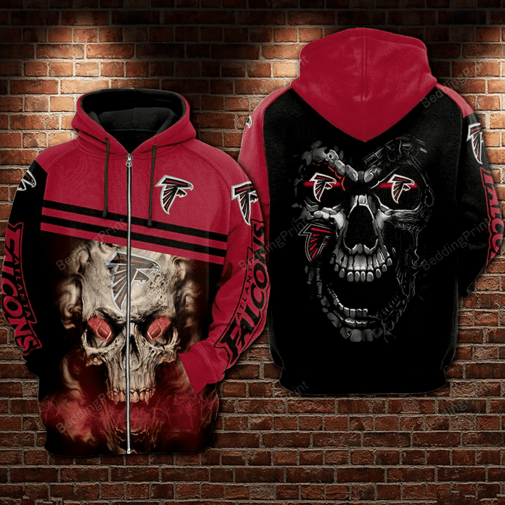 Atlanta Falcons Skull 3D All Over Print Hoodie, Zip-up Hoodie