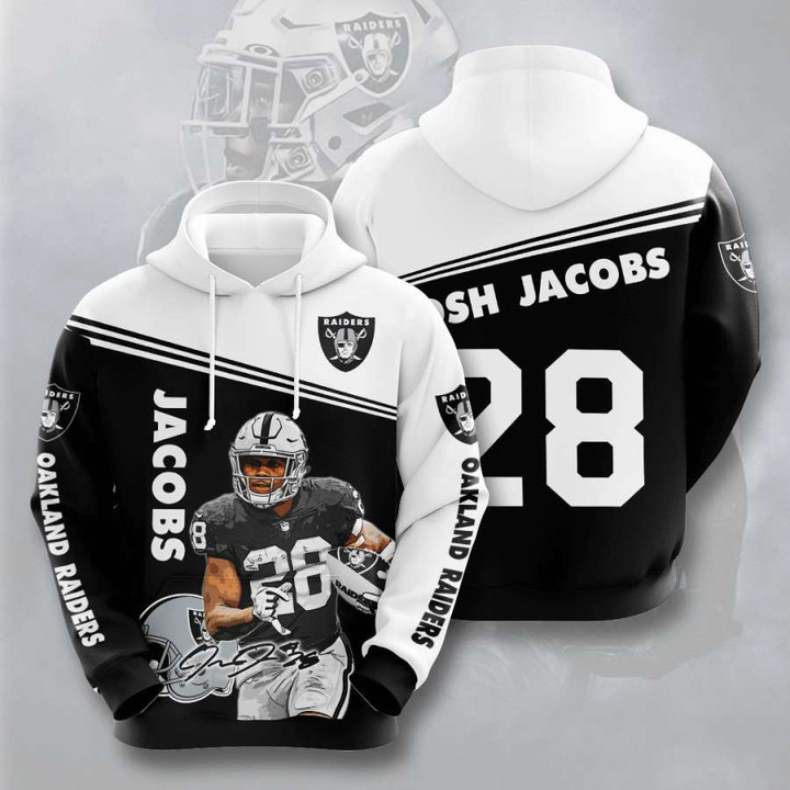 Oakland Raiders Josh Jacobs 3D All Over Print Hoodie, Zip-up Hoodie