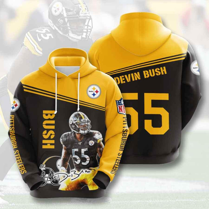 Nfl Pittsburgh Steelers Devin Bush 3D All Over Print Hoodie, Zip-up Hoodie