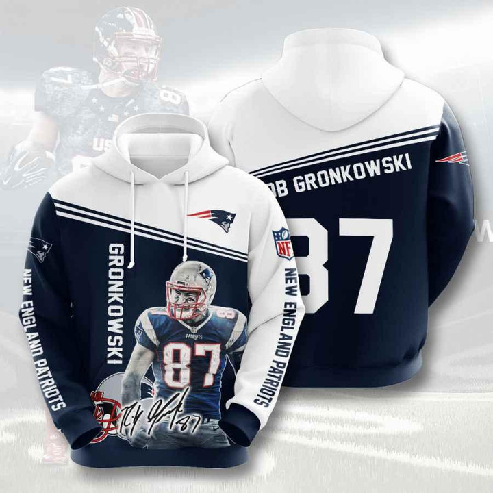 Sports American Football Nfl New England Patriots Rob Gronkowski 3D All Over Print Hoodie, Zip-up Hoodie