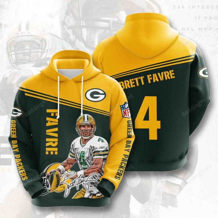 Sports American Football Nfl Green Bay Packers Brett Favre 3D All Over Print Hoodie, Zip-up Hoodie