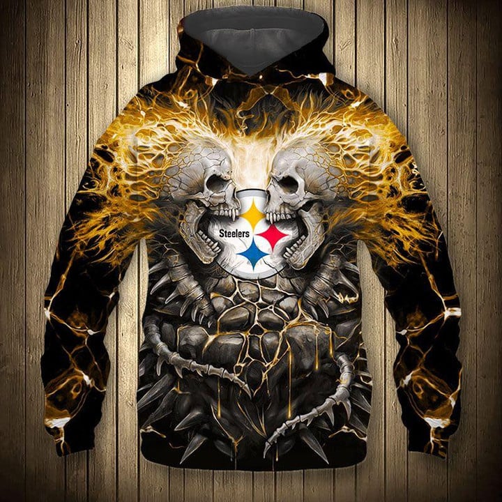 Pittsburgh Steelers Skull 3D All Over Print Hoodie, Zip-up Hoodie