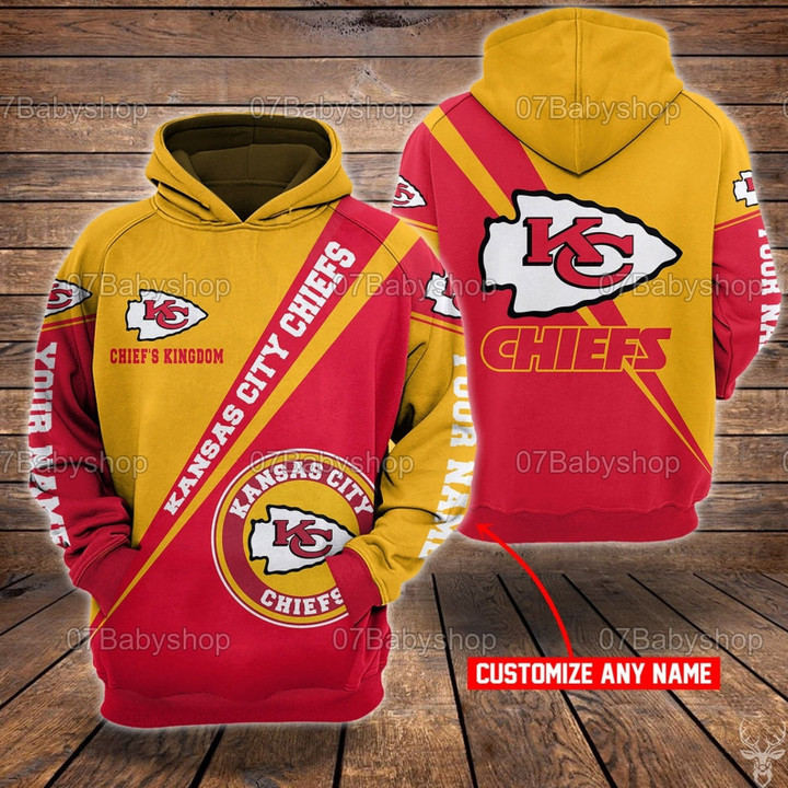 Personalized Kansas City Chiefs NFL Custom Name 3D All Over Print Hoodie, Zip-up Hoodie