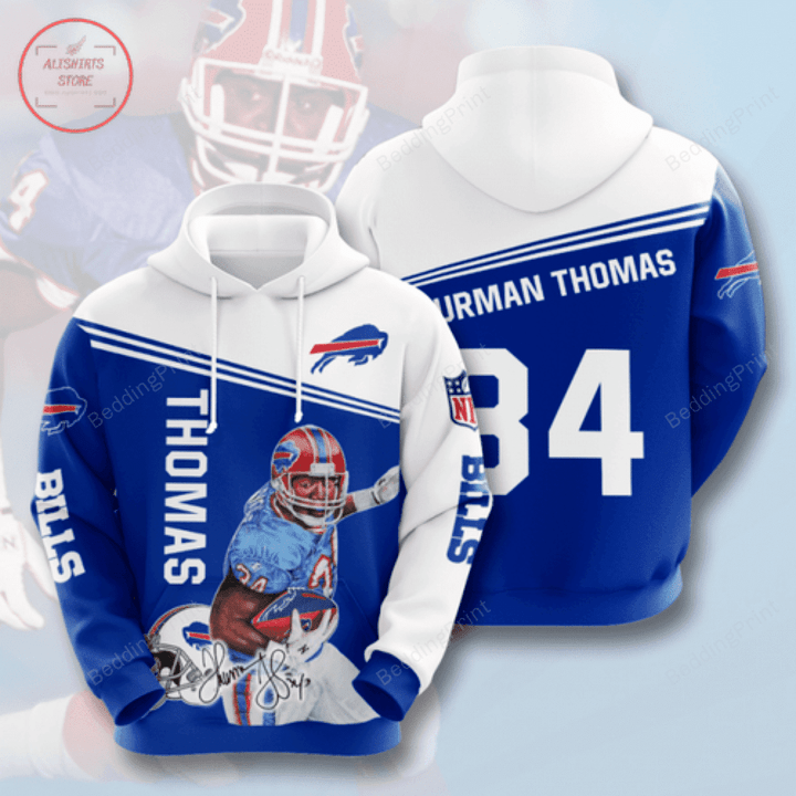 Personalized Custom Number Buffalo Bills Thurman Thomas 3D All Over Print Hoodie, Zip-up Hoodie