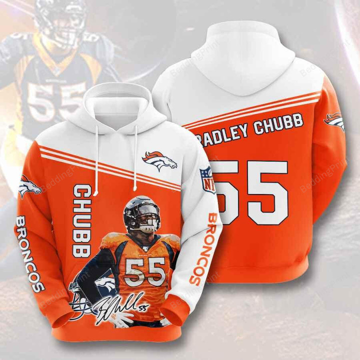 Sports American Football Nfl Denver Broncos Bradley Chubb 3D All Over Print Hoodie, Zip-up Hoodie