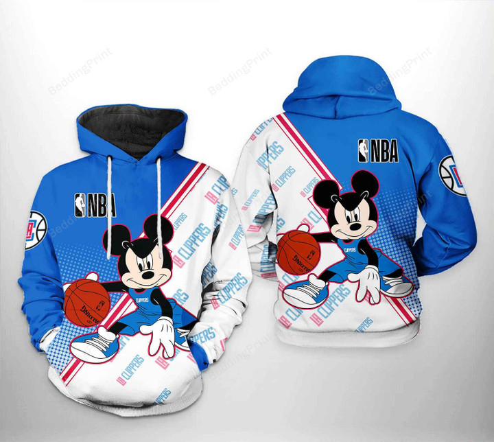 LA Clippers NBA Mickey 3D All Over Print Hoodie, Zip-up Hoodie